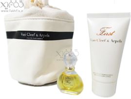 ست هدیه ون کلیف Van cleef & Arpels شامل عطر first زنانه 5 میل مینیاتوری و لوسیون بدن 50 م