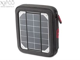 شارژر خورشیدی جمع و جور Amp Solar Charger به همراه یک باطری 5000 میلی آمپر و اتصالات مرتبط