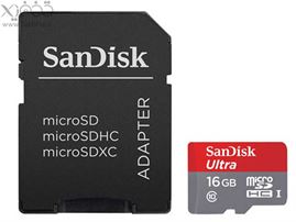 کارت حافظه ی میکرو SD سن دیسک SanDisk Ultra کلاس 10 در ظرفیت 16 گیگابایت به همراه خشاب